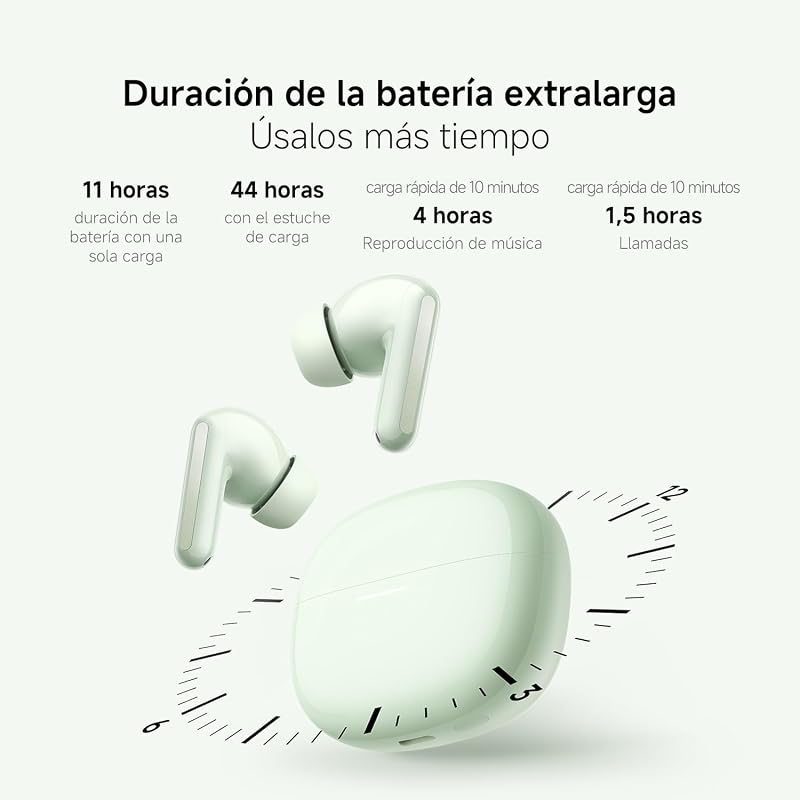 Redmi Buds 8, auscultadores sem fios, ANC 50 dB, 44 h, verde