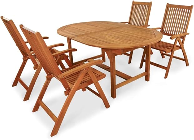 Indoba Design Gartenmobel Set 5 Teilig Gartenset Eukalyptus Tisch Ausziehbar Stuhl Gartentisch Gartenstuhle Garten Set Amazon De Garten