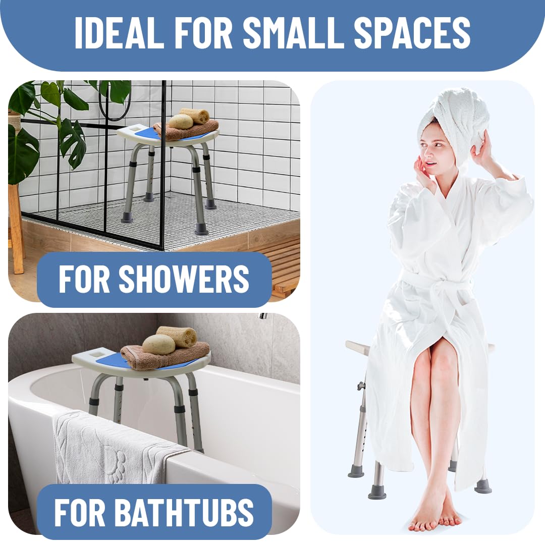 Dr.Kays Shower Chair for Inside Bathroom 350 lbs Shower Stool with Adjustable Height, Portable Heavy-Duty Bath Bench Padded Seat for Inside Tub Bathroom Chair for Elderly and Disabled FSA/HSA Eligible