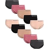 Reebok Hipster Panties for Women - 10 Pack Stretch Performance Seamless Underwear with Relaxed Tag-Free Waistband (S-XL)