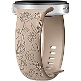 HAYONLIY Floral Engraved Bands Compatible with Samsung Galaxy Watch 8 40mm 44mm/Galaxy Watch 8 Classic 46mm,Cute Flower No Gap Soft Silicone Sport Strap Women