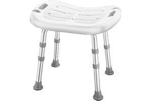HOMLAND Shower Chair for Inside Shower, Adjustable Shower Stool with Strong Non-Slip Feet, 350 lbs Shower Seat for Inside Tub, Bench Bath Chair for Elderly and Disabled, White