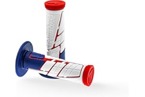 PIVOTRAX GRIPi Handlebar Grips – Triple Color Injection (Red/Blue/White), Fit for Dirt Bikes & E-Dirt Bikes, Anti-Slip, Durable Motorcycle Grips