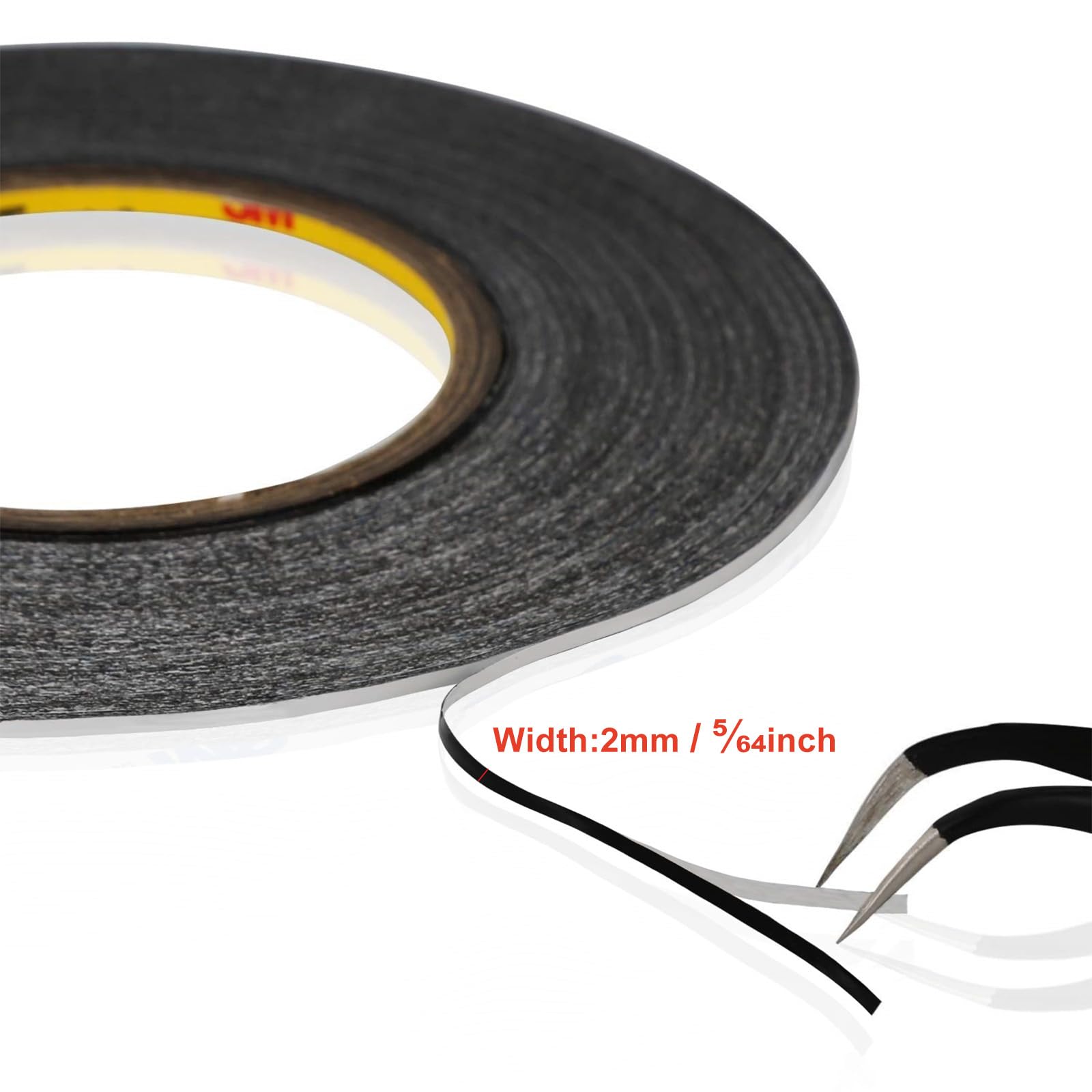 Kaisiking 2mm LCD Repair Tape for Phone Screen, Adhesive Tape with 1 Tweezers for Cell Phone, iPad, Tablets, Laptops, Camera