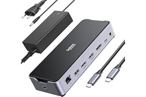 USB C Triple Display Docking Station with Laptop Charging, Selore USB C Docking Station 3 Monitors with 150W DC Power,2 HDMI,
