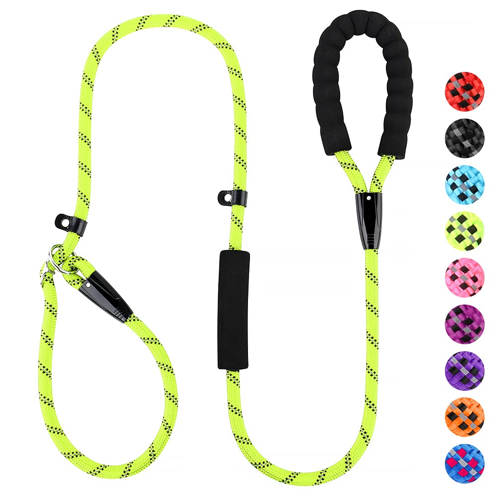 PLUTUS PET Dog Slip Lead, Anti-Choking with Traffic Padded 2 Handles, Reflective Strong Sturdy Heavy Duty Rope, 6FT/182cm for Training Medium Large Dogs （6' Green) — image 1