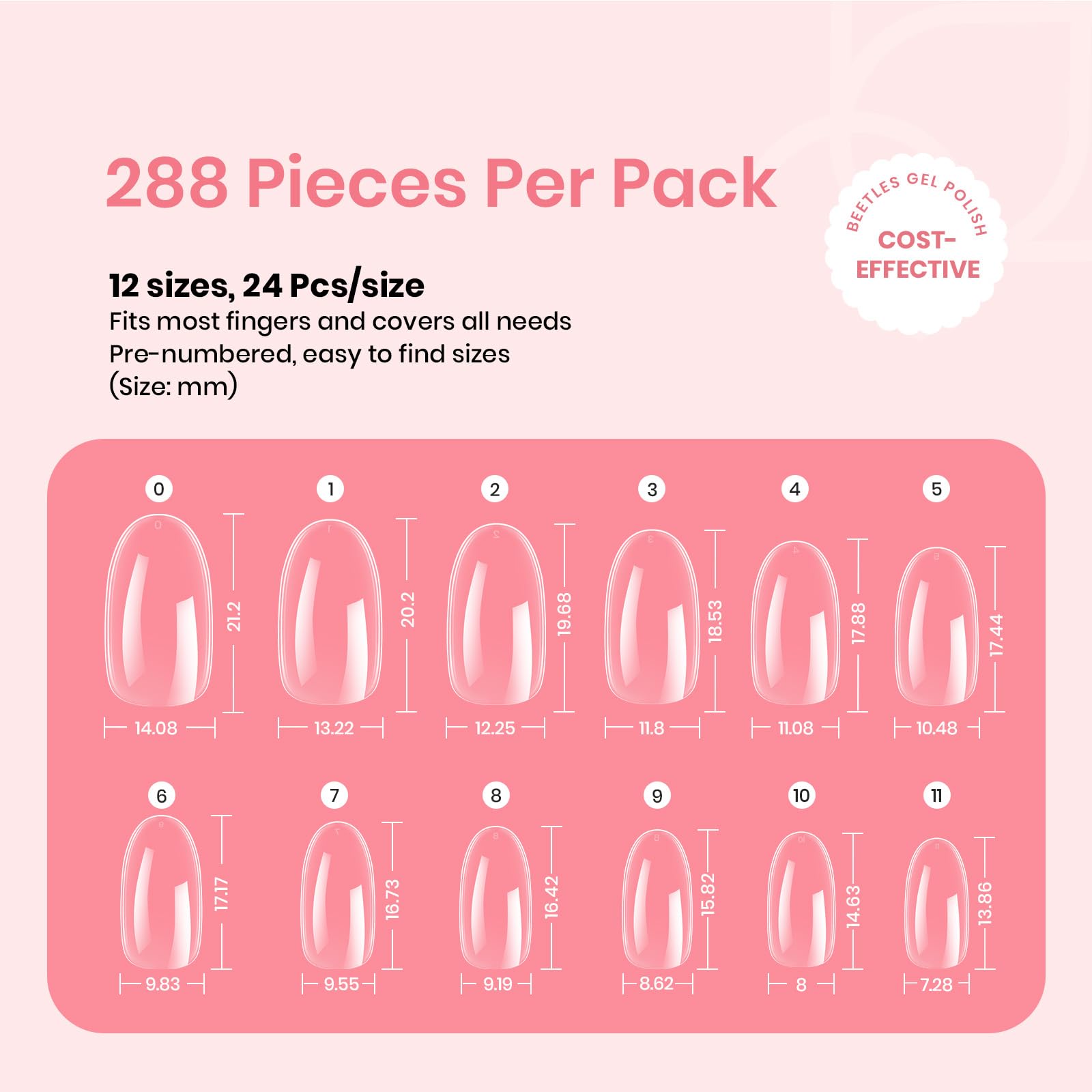 Beetles Gel Nail Tips 288Pcs Pre-Shaped Short Oval Fake Nails Gelly Tips Clear Press on Nail Tips Full Cover False Nails Gifts for Girls Women Gelly Tips Home DIY Nail Salon - Image 5