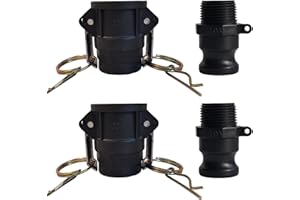 TALEGEN 1 Inch Camlock Fittings Type D & F Polypropylene Cam and Groove Hose Fitting Kit with 1" Female & Male Camlock x 1" NPT Female & Male, Cam and Groove Hose Couplings (2 Sets/ 4 Pcs)