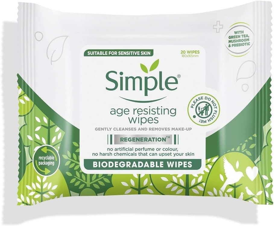 Simple Age Resisting Hypoallergenic Biodegradable Wipes for Sensitive