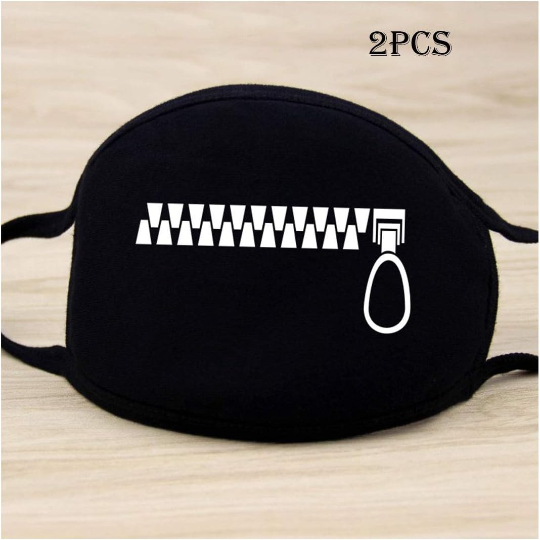 Testudineus Adult's Zipper Mask Dust Mouth Mask Anti Allergy Activated Carbon Filtration Protection from Washable Environmentally Friendly PM2.5 Teens Mask 2 Pieces