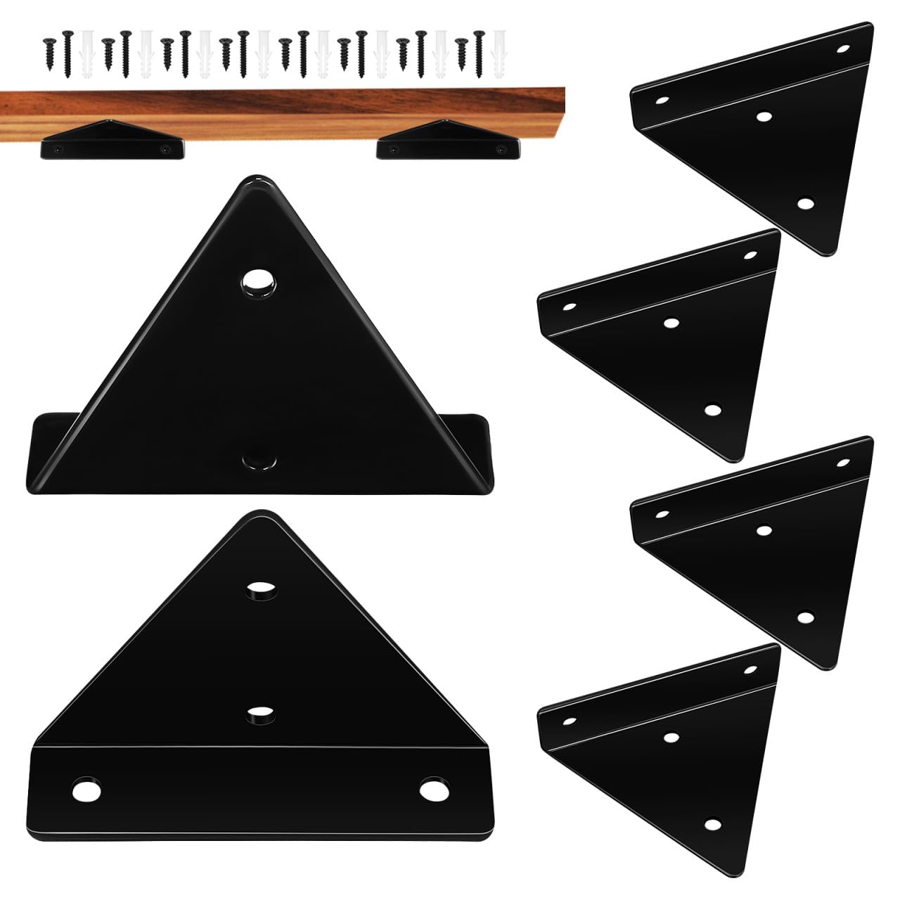 Angoily 6PCS Floating Shelf Brackets, Triangle Wall Mounted Brackets, Hidden Metal Wall Brackets for Living Bedroom Study Office Storage Shelf, Bookshelf