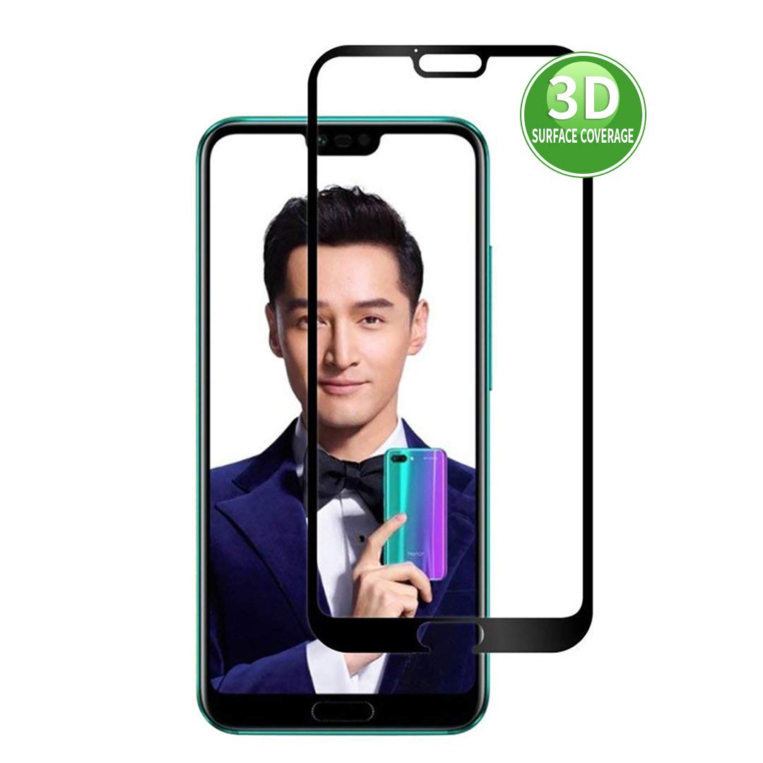 X-Dision 3D Protective Film Compatible with Huawei Honor 10 (Black), HD Full Screen Protector, Complete Cover Protection, 9H Hardening Glass, Fingerprint Resistant and Anti-Shatter