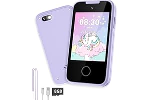 TKECWOB Kids Smart Phone Toy for 3 4 5 6 Year Old, Touchscreen Kids Phone Dual Camera with Music Flashlight Games Alarm Alphabet Learning Toys Christmas Birthday Gifts for Girls Ages 3-6 with SD Card Purple