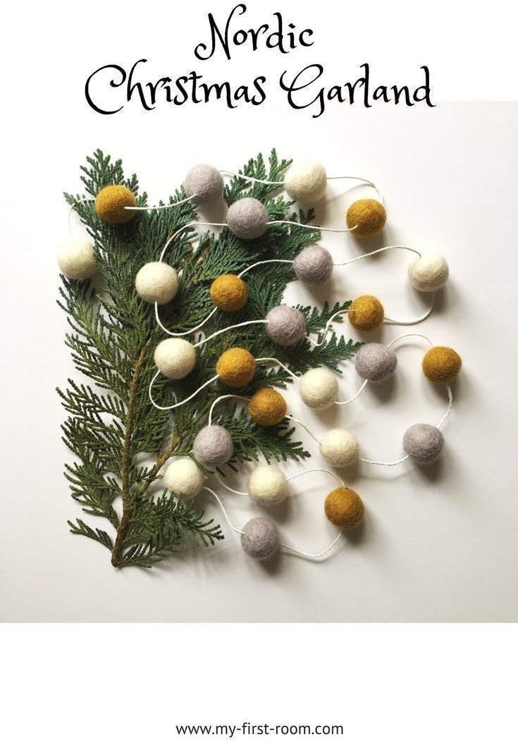 Gold Silver Pom Pom Garland/Choose your length/Nordic Christmas Decor by My First Room