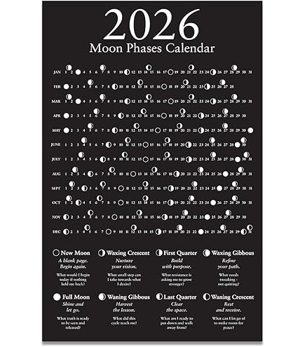 Amazon.com: Moon Calendar Lunar 2026 Poster, 12x18 Inches Unframe