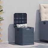 vidaXL Garden Storage Box 90L Anthracite Plastic With Wood Texture view 2