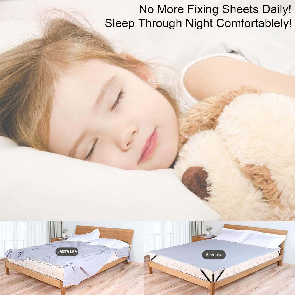 Fitted Sheet Clips, Bed Sheet Suspenders for Adjustable Beds, Bed Sheet Fasteners, 4 PCS Elastic Bed Sheet Grippers Heavy Duty, Bed Sheet Holder Straps Set for Crib Twin XL Full California King Queen: Home & Kitchen