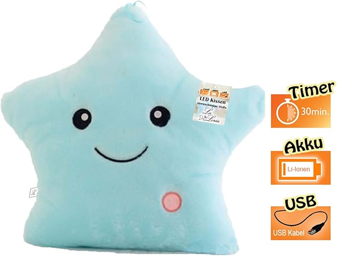 La Loria Led Coussin étoile Filante Lampe Stella Veilleuse Pour Bébé Et Enfants Des étoiles Loriginal Enfant Bleu
