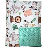 Baby Blanket for Girls Boys Animal Minky Super Soft Double Layer Receiving Blanket with Dotted Backing for Newborns Nursery Stroller Receiving Toddlers Crib Bedding 30x40Inch (Lion Elephant)