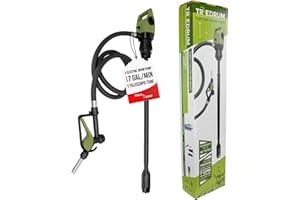 TERA PUMP TREDRUMT Electric Fuel Pump for 55 Gallon to 275 Gallon IBC Totes - 20V Electric Drum Pump for DEF, Diesel, Kerosene, Antifreeze, Agricultural Chemicals (Portable Power Options Available)