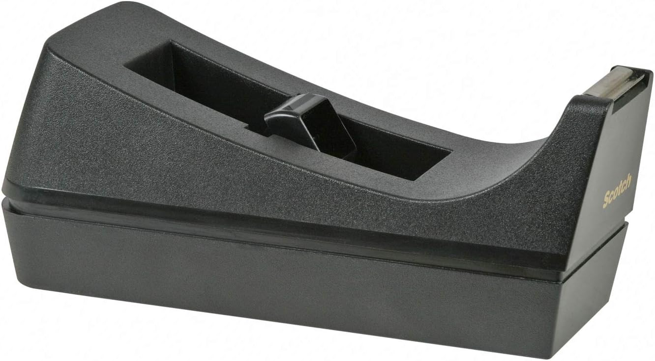 Scotch Brand Desktop Tape Dispenser, 1-Pack, Weighted Base, Black, 1" Core, Made of 100% Recycled Plastic (C-38) : Clear Tape Dispensers : Office Products