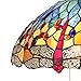 Serena D'italia Contemporary Tiffany Floor Lamp Torchiere - Red Dragonfly Floor Lamp - 60-inch Tall Floor Stained Glass Lamp - Blue and Yellow Shade Tiffany Floor Lamps for Living Room