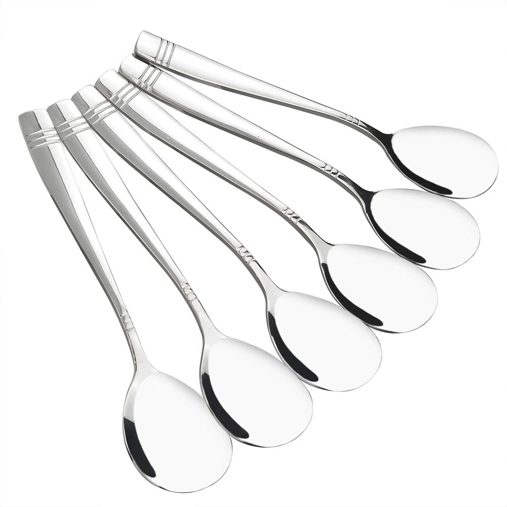 Dynko Set of 6 Stainless Steel Spoon for Serving, Large Table Serving Spoons