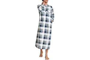 Latuza Men's Long Nightgown Cotton Flannel Nightshirts for Sleeping