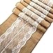 CCTRO Burlap Lace Table Runner 12x108 Inch, Rustic Country Vintage Table Runner for Outdoor Wedding Birthday Party Banquet Decoration (C)