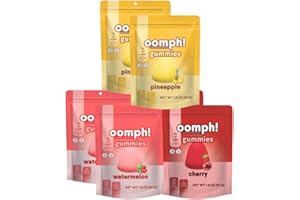 Oomph! Sweets Fiber Gummies, Low Sugar Keto Healthy Gummy Candy, Fruit Snacks to Support Constipation & Gas Relief (Variety 6-Pack x 14 pc per 1.8 oz bag) (Cherry, Watermelon, Pineapple)