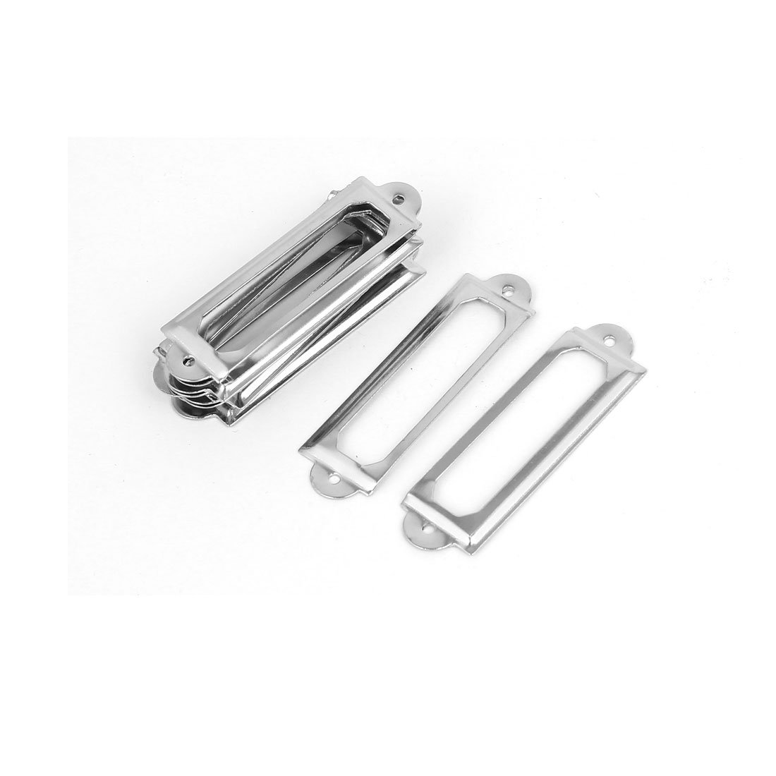 Sourcingmap Office Apothecary Drawer 60x17x1.5mm Label Tag Card Holders Silver Tone 12pcs
