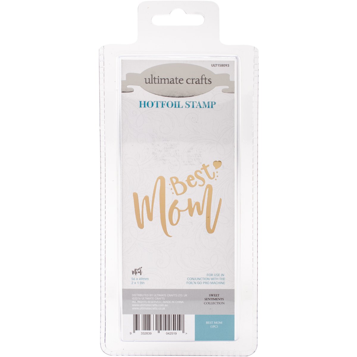 Ultimate Crafts Best Mom Hot Foil Stamp, Metal, Grey, 22.8 x 9.9 x 0.6 cm