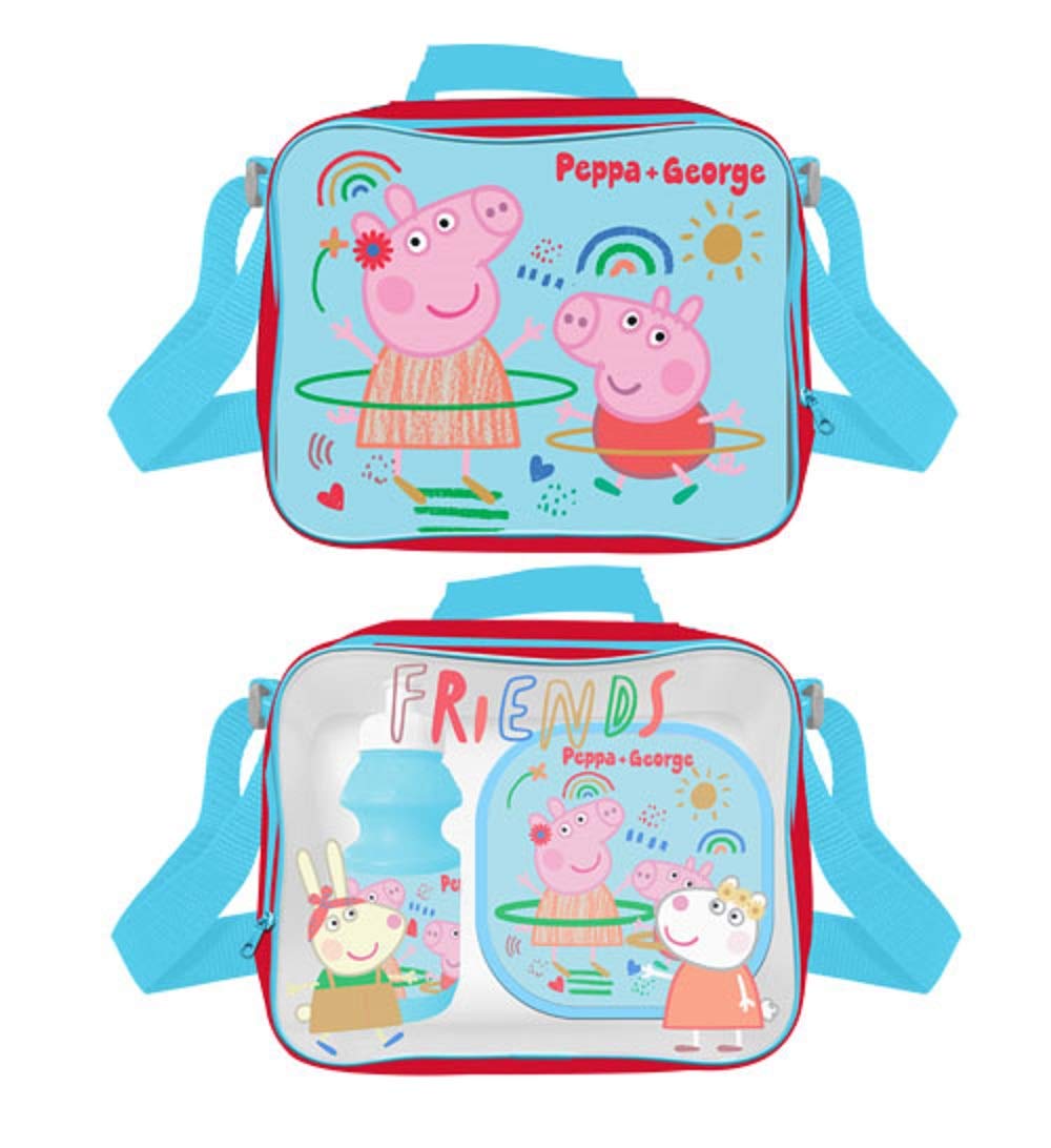 Peppa and George Pig Lunch Bag, Sandwich Box and Bottle Set, 3 Pieces