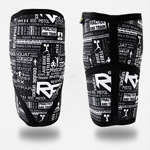 REACT FIT 5mm SBR Neoprene Knee Sleeves (1 Pair) Support &amp; Compression for Weightlifting, Powerlifting, CrossFit, Training, WOD, GYM, Workout, Sports, Squats, Injury Protection (Extra Large, WERD)