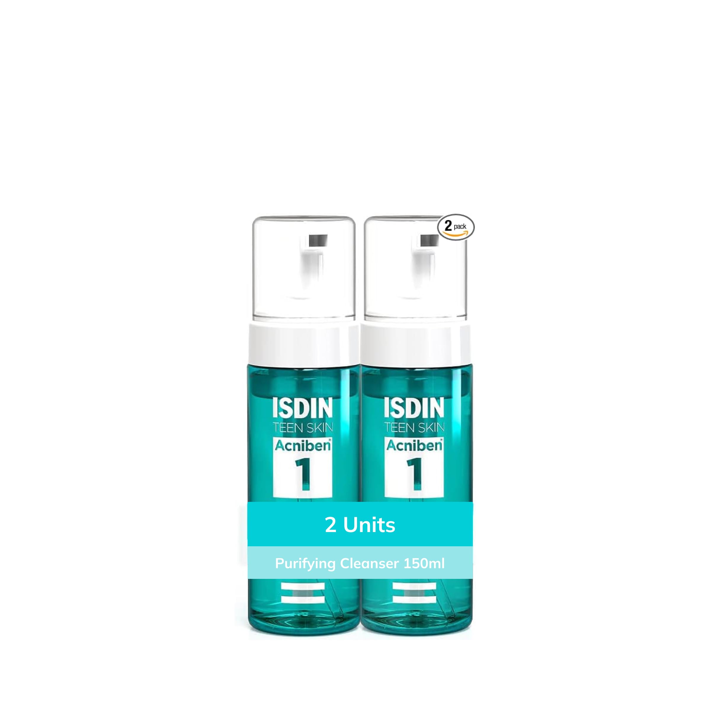 ISDIN Acniben Purifying Foam Cleanser, Pack of 2 Units, Cleans Pores Deeply, Regulates Excess Sebum, Duplo Pack 2 units