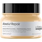 L'Oréal Professionnel Paris Absolut Repair Hair Mask - Nourishing Protein Treatment, Hydrates, Repairs Damage & Adds Shine, For Dry & Damaged Hair