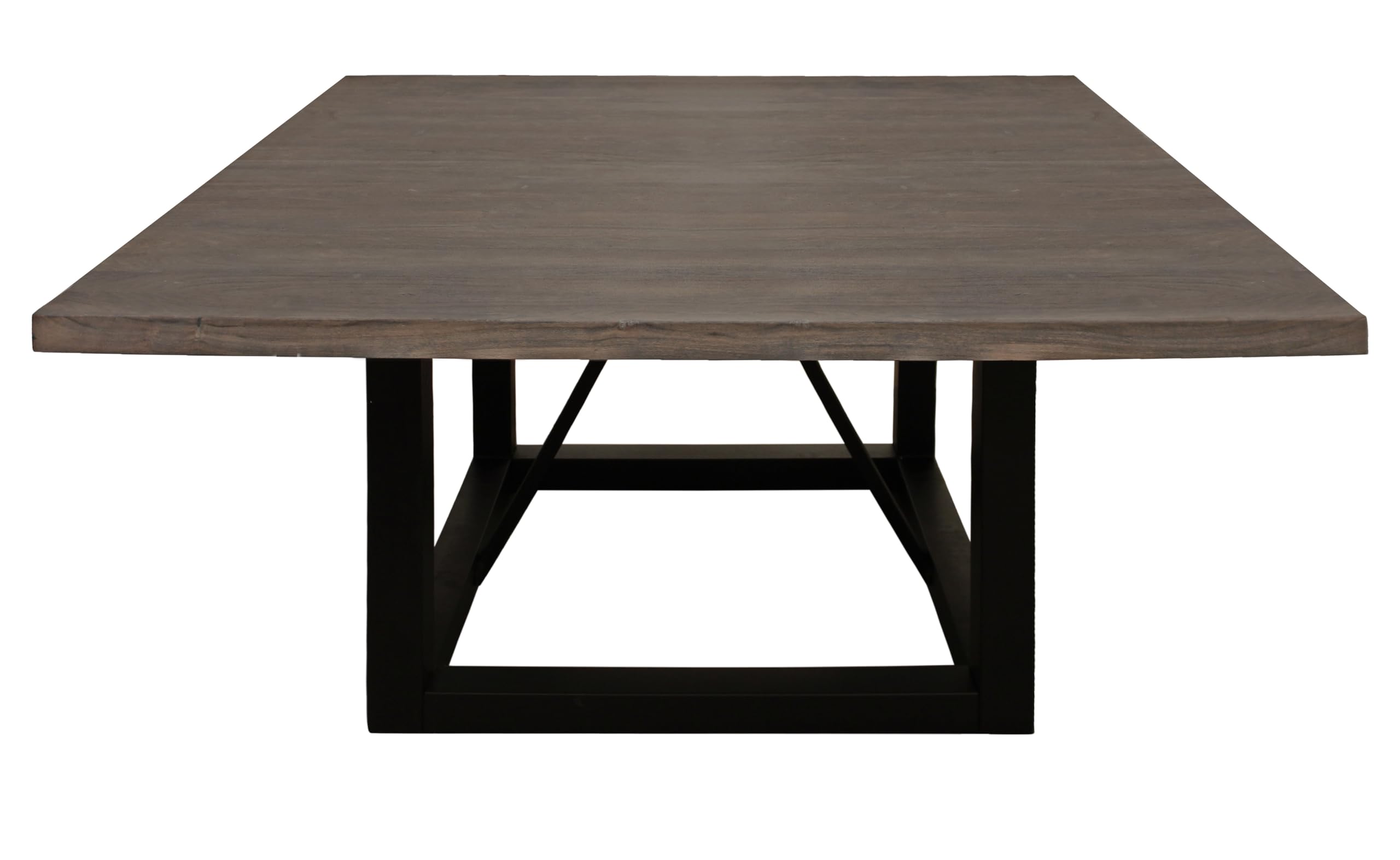 Photo 1 of ***Very Large, Very Heavy Item*** ***Pick Up With Truck*** HomeRoots 60" Dark Brown and Black Solid Wood and Iron Frame Base Square Dining Table