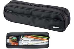 LIHIT LAB Pen Case, 9.4 x 1.8 x 3 inches, Jet Black (A7552-124)
