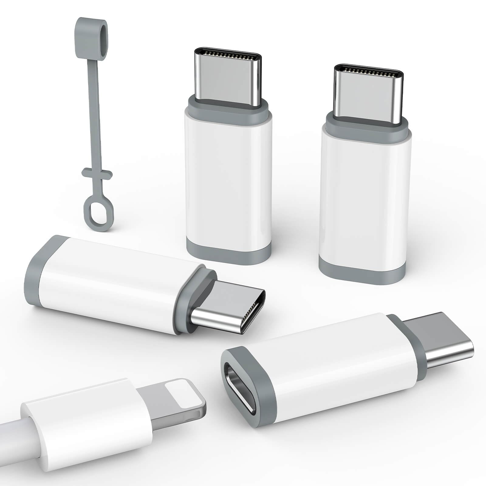 Photo 1 of 4-Pack Lightning to USB C Adapter, Fast Charging & Data Sync Converter for iPhone 15 16 17 Series, iPad Pro, Samsung S25, More USB-C Devices