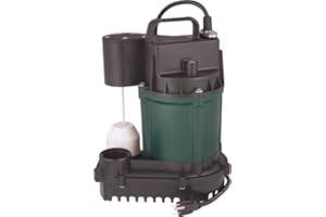 H2 H2OPRO Cast Iron Submersible Sump Pump with Vertical Float Switch - Engineered by Zoeller (3/4 HP) Green