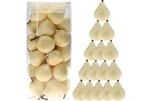 Meiwlong 27 PCS Artificial Lifelike Mini Pears Fake Realistic Plastic Fruits PET Bottle Package Faux Props Decoration Party Home Thanksgiving Christmas