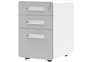 YITAHOME 3-Drawer Rolling File Cabinet, Metal Mobile File Cabinet with Lock, Filing Cabinet Under Desk fits Legal/A4 Size for Home/Office, Fully Assembled-Gray and White