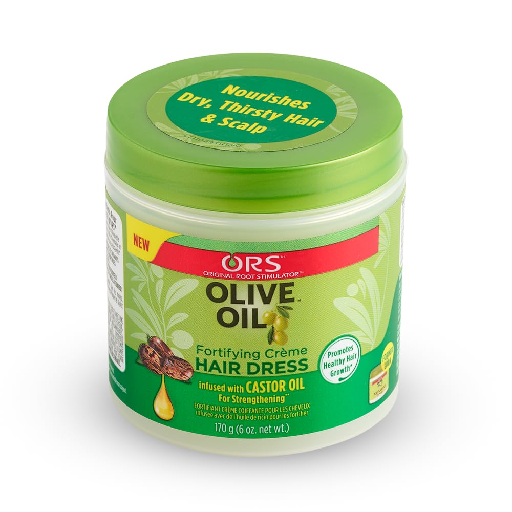 ORS Olive Oil Fortifying Cream Hair Dress Infused with Castor Oil for Strengthening 6 Ounce (Pack of 3)
