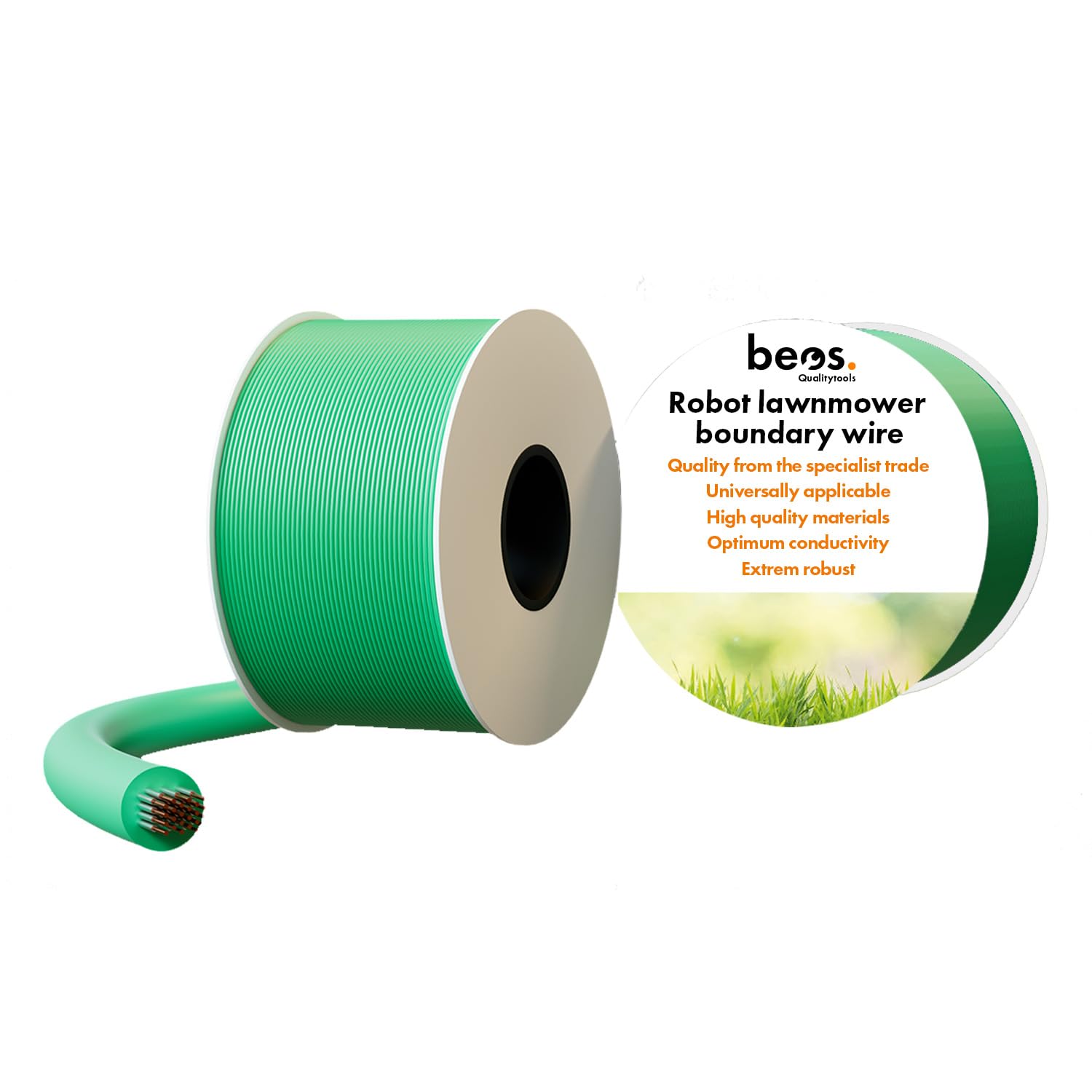 BEOS premium 250m boundary wire for robotic lawn mowers - Universally compatible boundary wire - Cable for robotic lawn mowers from Worx, Gardena, Husqvarna, Bosch, Stihl - Ø2.7 mm