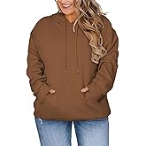 DOLNINE Plus Size Hoodies for Women Casual Long Sleeve Sweatshirts Drawstring Pullover Tops with Pocket