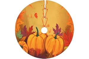 HSBOLEDIY Fall Maple Pumpkins Christmas Tree Skirts, 30" Thanksgiving Xmas Trees Skirts Tree Cloth Mats for All Season Decorations for Party Home Outdoor