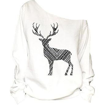 Nawoshow Frauen-Damen Weg von der Schulter Maxi-Slouchy Sweatshirt Pullover Tops Blusen