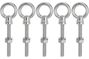 PATIKIL Lifting Eye Bolts UNC1/4-20, 5 Pcs 316 Stainless Steel Marine Grade Machinery Shoulder Lifting Ring Threaded Eyebolt 