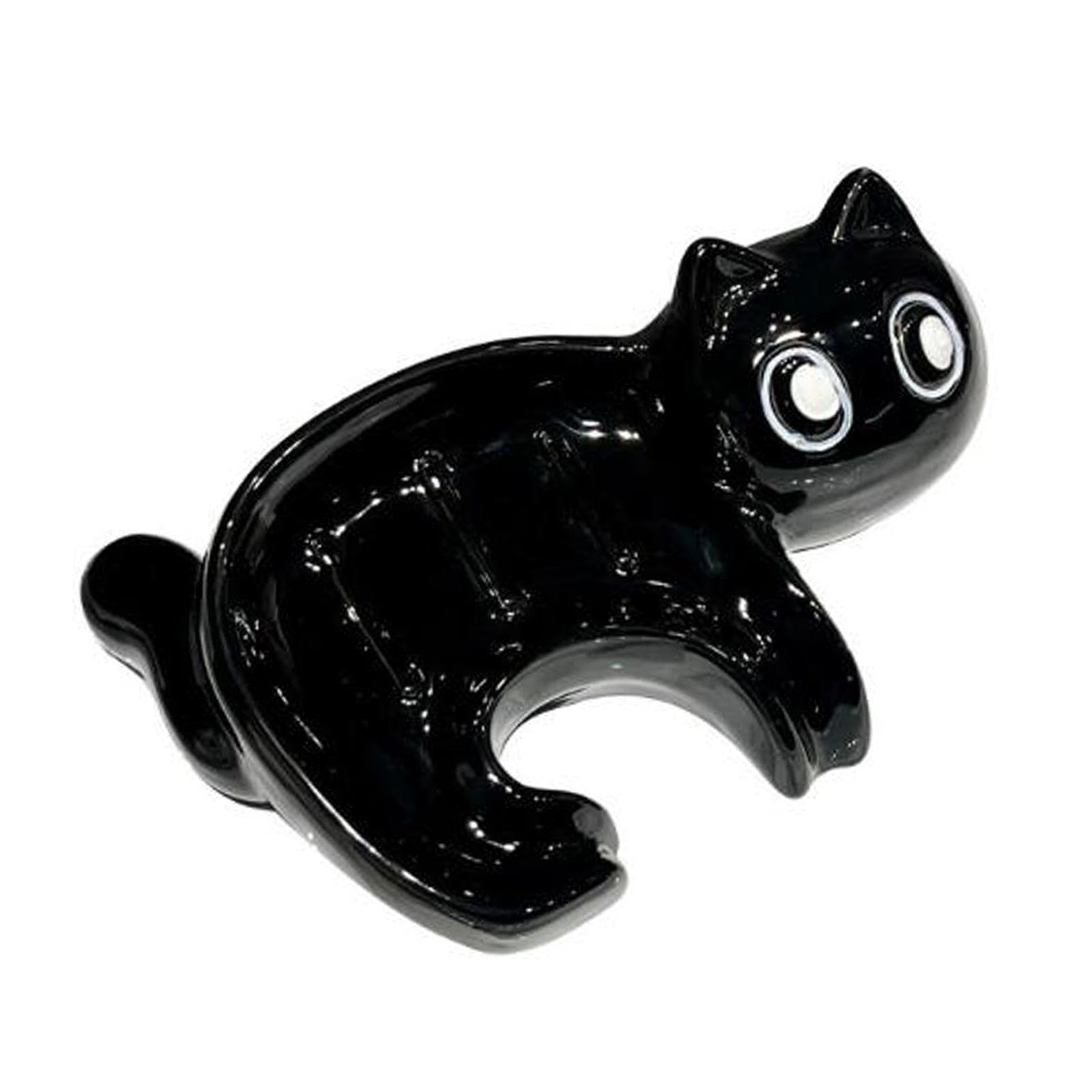 Sharplace Soap Dish Holder Soap Dish Black Cat Animal Shaped Soap Tray Space Saving Sponge Holder for Bathroom Countertop Shower Decor