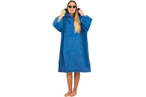 ALLEN & MATE Adult Changing Robe - Quick Dry 100% Terry Cotton Beach Poncho Towel with Hood & Pockets - Ideal for Men & Women